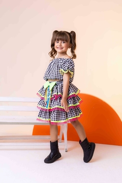 Conjunto Junino Luxo Sofia Xadrez Preto - comprar online
