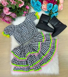 Conjunto Junino Luxo Sofia Xadrez Preto na internet