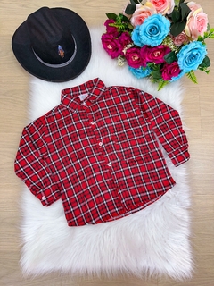Camisa Junina Infantil Xadrez Flanelada Vermelho