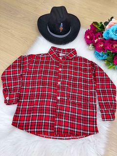 Camisa Junina Infantil Xadrez Flanelada Vermelho