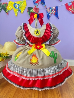 Fantasia Junina Maria Bonita Infantil Colorida | Festa Caipira São João | Tecido Chita | Tamanho Padrão - comprar online