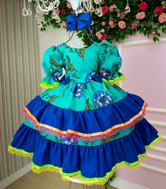Vestido Junino Infantil Banana Club Arraiá da Floresta | Luxo Caipira São João Julina Festa