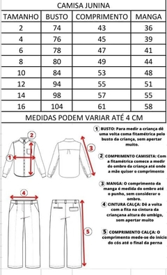 Camisa Junina Infantil Xadrez Flanelada Vermelho - comprar online