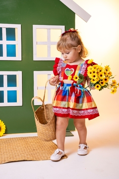 Romper Junino Vermelho Infantil com Chapéu | 3 Meses a 2 Anos | Look Caipira Festa São João
