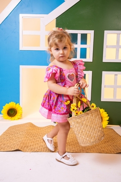 Romper Vestido Junino Rosa ( 3 meses a 2 anos)