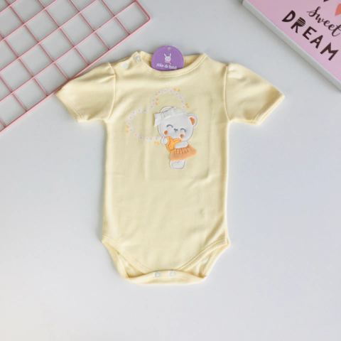 Body Bebê Amo Flores Amarelinho
