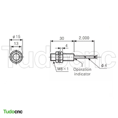 SENSOR INDUTIVO FACEADO M8X30 2 FIOS NA 24V SAIDA CABO na internet