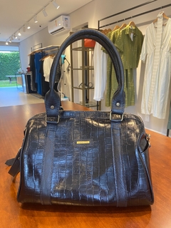 Bolsa Ivy crôco preto - JULIANA RIBAS