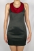 vestido tubinho verde com gola redonda marsala e costas nua