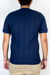 camisa polo azul marinho com tecido texturizado a mão de linhas verticais