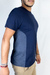 camiseta azul marinho com recortes laterais