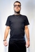 Camiseta canelada preta com gola C texturizada