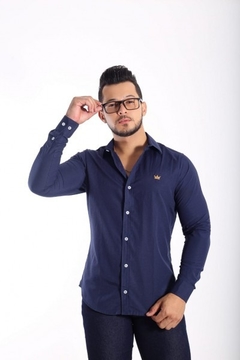 Camisa Slim Fit Azul Marinho