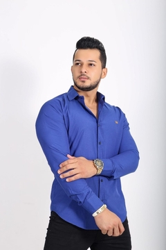 Camisa Slim Fit Azul Caneta