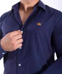 Camisa Slim Fit Azul Marinho - comprar online
