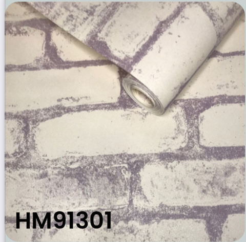 Papel de parede formato tijolinho aparente branco e cinza com 10mx 0,53m