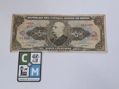 Cinco 5 Cruzeiros "Barão Do Rio Branco" Cédula Dinheiro Nota 1944-1967 - comprar online