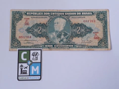 Dois 2 Cruzeiros "Duque De Caxias" Cédula Dinheiro Nota 1955-1967 (leia o anúncio)