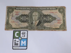 Um 1 Centavo Do Cruzeiro Novo (Carimbo em 10 Cruzeiros) "Getúlio Vargas" Cédula Dinheiro Nota 1966-1967