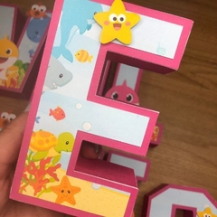 Letra 3D Tema Baby Shark Rosa - TamyMoreiraPersonalizados