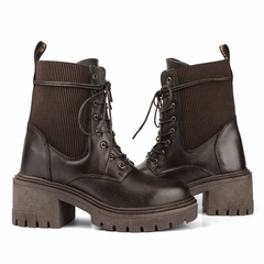 Coturno Bota Feminino Couro Hard Salto Sofia Marrom - Tribo Star