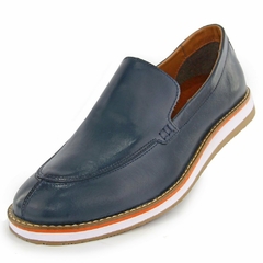 Sapato Masculino Casual Loafer Em Couro Legítimo Azul Marinho REF170-M