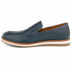 Sapato Masculino Casual Loafer Em Couro Legítimo Azul Marinho REF170-M na internet