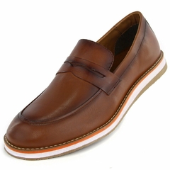 Sapato Masculino Casual Loafer Em Couro Legítimo Caramelo REF171C