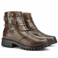 Bota Coturno Feminina Couro Bianca Steel Marrom - comprar online