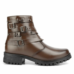 Bota Coturno Feminina Couro Bianca Steel Marrom - loja online