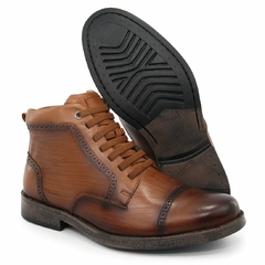 Bota Urbana Casual Boxer Couro Legítimo Whisky - Tribo Star