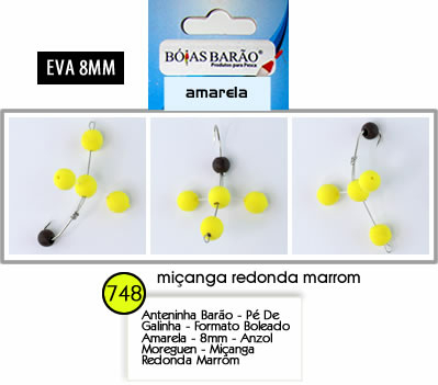 ANTENINHA BARÃO - PÉ DE GALINHA - AMARELA - 8MM - ANZOL MOREGUEN ref748