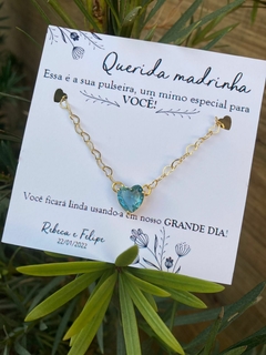 Pulseira Zircônia Azul Serenity Coração Folheada