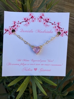 Pulseira Zircônia Light Rose Coração Folheada