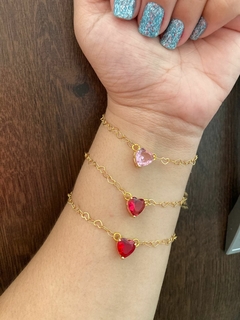 Pulseira Zircônia Sian(Vermelho)Coração Folheada - comprar online