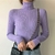 Suéter de gola alta de manga comprida feminino, fino, elástico, simples - New Gen Store - A Loja da Nova Geração