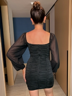 Vestido franzido Manga Longa na internet