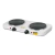 Parrilla eléctrica doble quemador tipo disco, blanca,Volteck