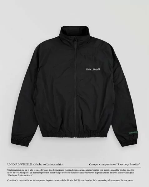 CAMPERA ROMPEVIENTO ¨RANCHO Y FAMILIA¨ NEGRO
