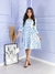 Vestido Joyce Azul com Flores e borboletas