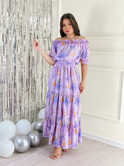 VESTIDO AURORA (Roxo borboletas)