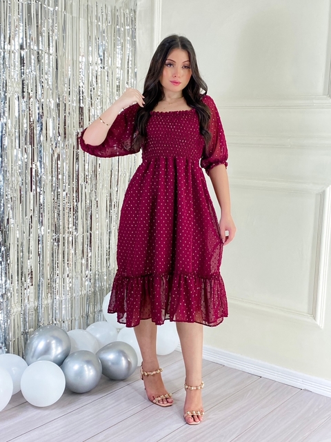 VESTIDO ANA ( CHIFFON ) VINHO