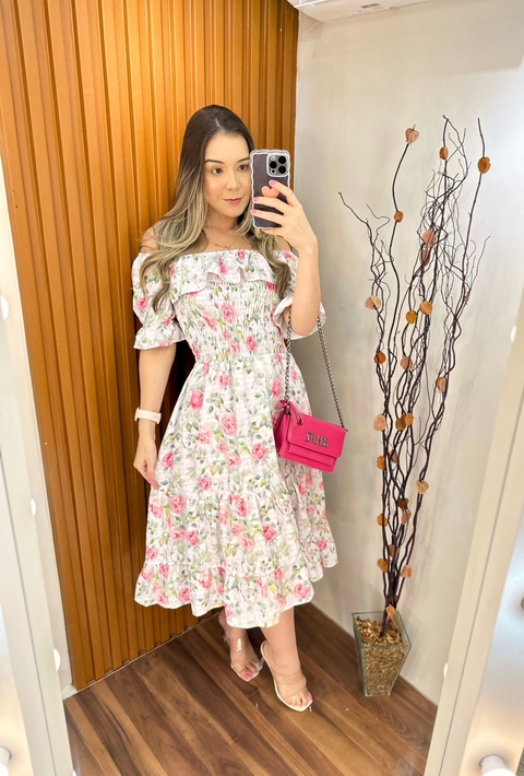 Vestido Andressa - ( Branco floral )