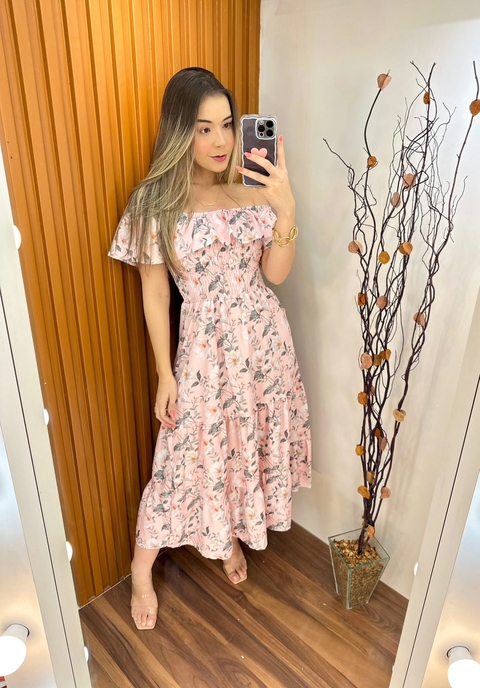 Vestido Natasha - ( Rosa Floral )