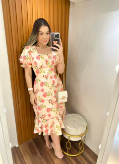 Vestido Tatiane Creme Floral