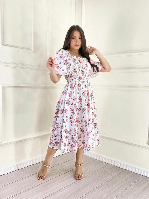 Vestido Taty Branco Floral