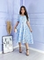 Vestido Taty ( Chifon ) Azul com flores e borboletas