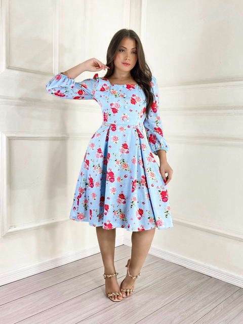 Vestido Joyce Azul Floral