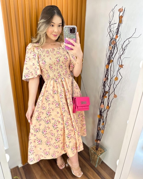 Vestido Taty Dourado Floral