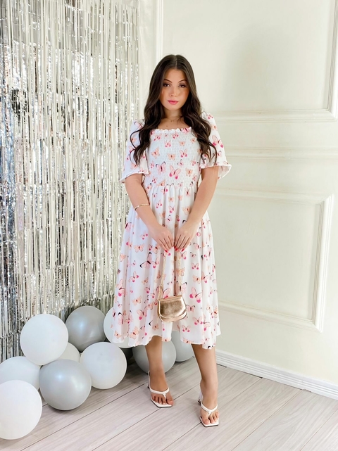 Vestido Taty Branco com Borboletas